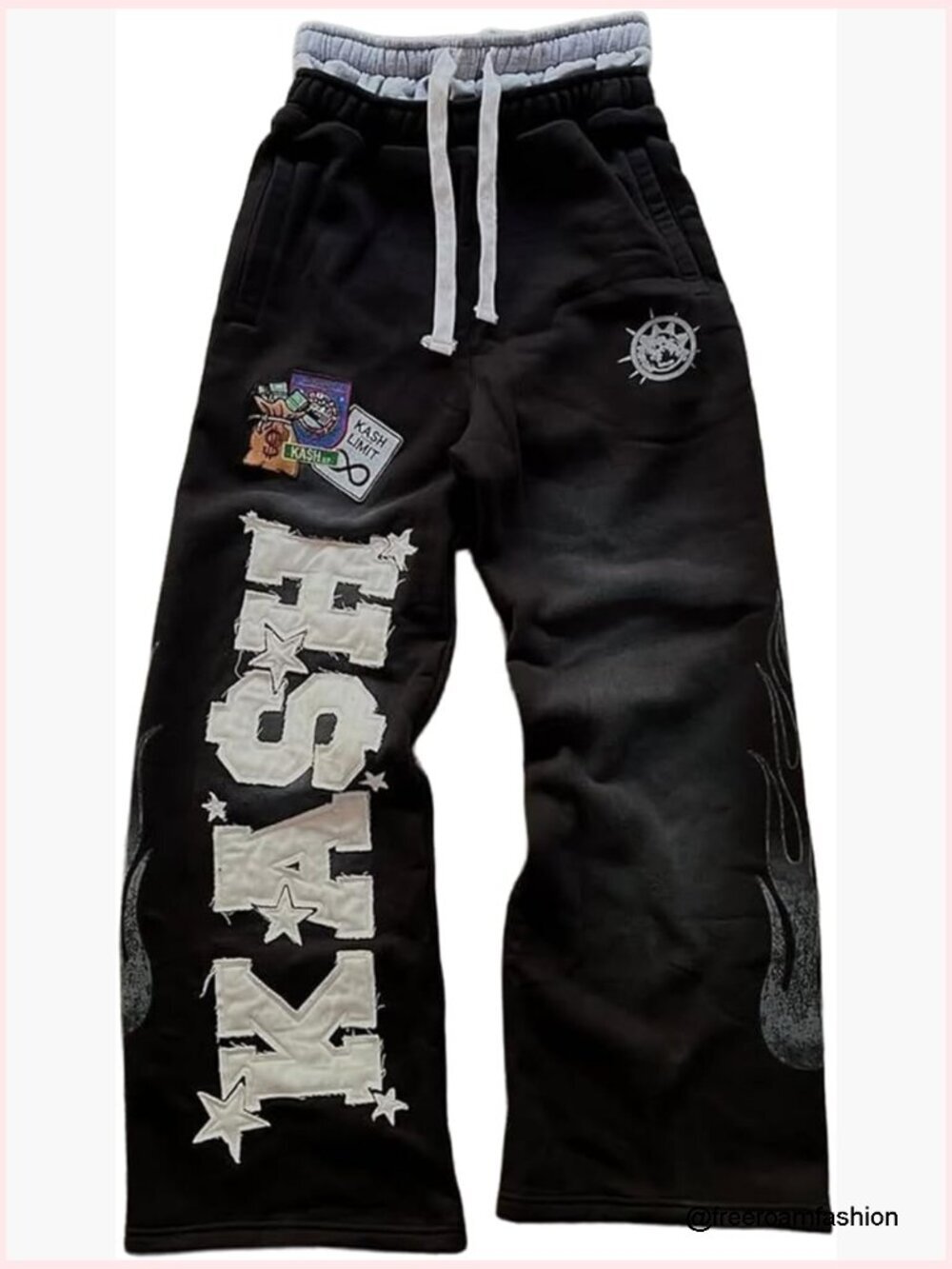 Double Waisted Sweatpants Men Y2k Graffiti Streetwear Wide Leg Boxer Sweat Pants